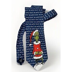 Vintage Dr. Seuss The Grinch Christmas An Awful Idea Mens Neck Tie Hand Sewn